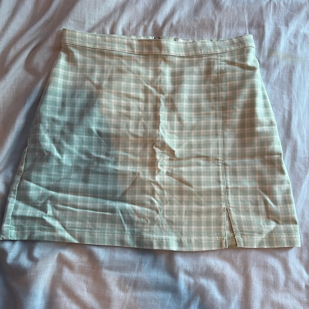 Hollister Green Checkered Mini Skirt